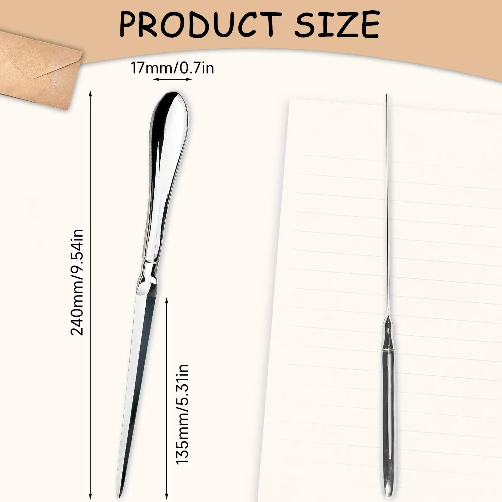 Letter opener, advanced envelope letter opener Metal office open letter knife Envelope cutter suitable for office household good