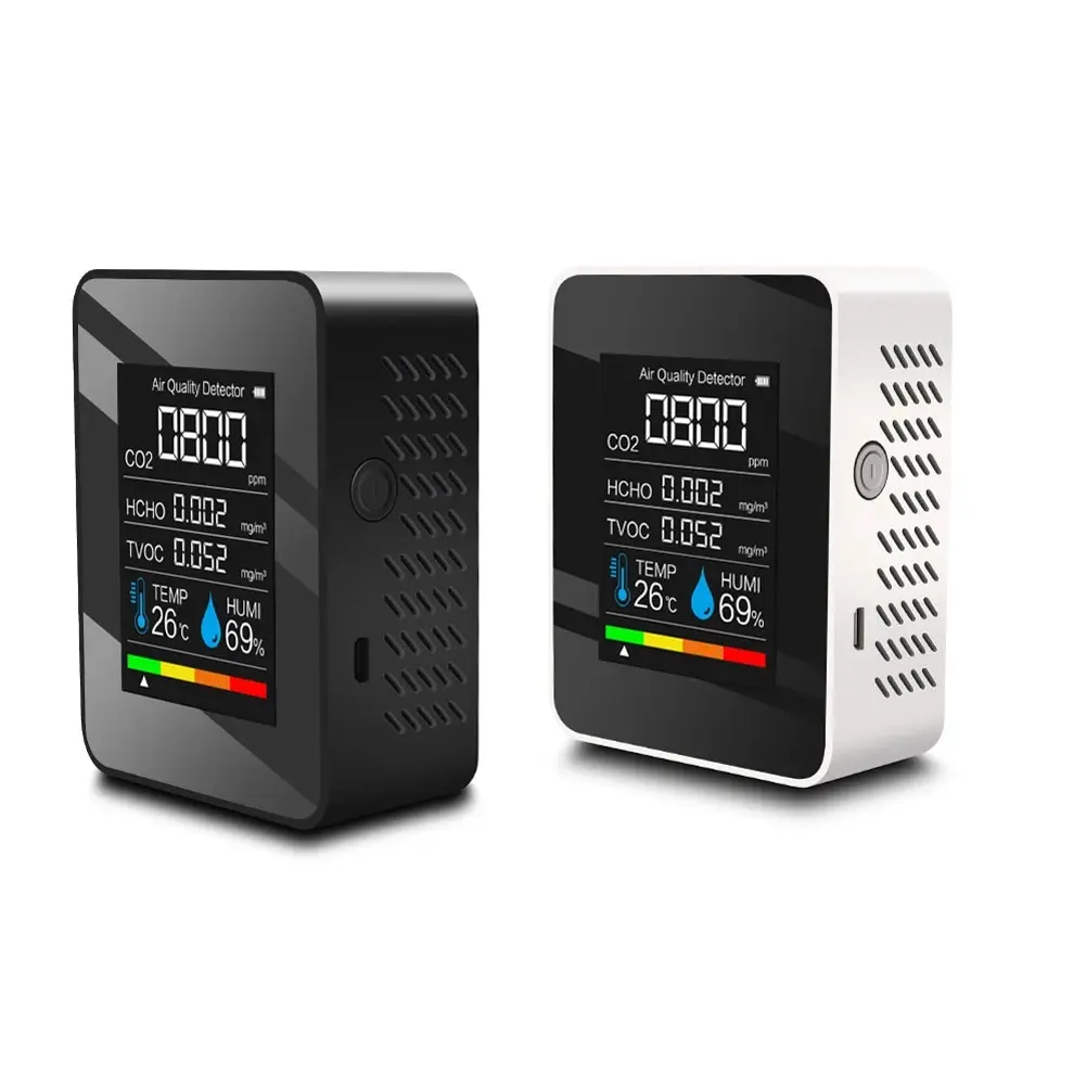 Gasdetector, 5-in-1 luchtkwaliteitsmeter TVOC HCHO temperatuur Gasdetector, 5-in-1 luchtkwaliteitsmeter TVOC HCHO temperatuur