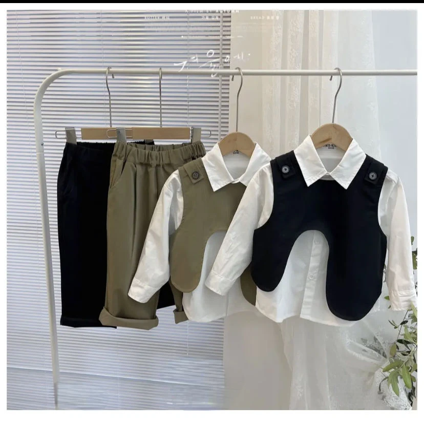 3 PCS set Spring Boy Clothing set Casual vest + top + Pant Kid Children baby toddler boy 2-10 years kids clothes