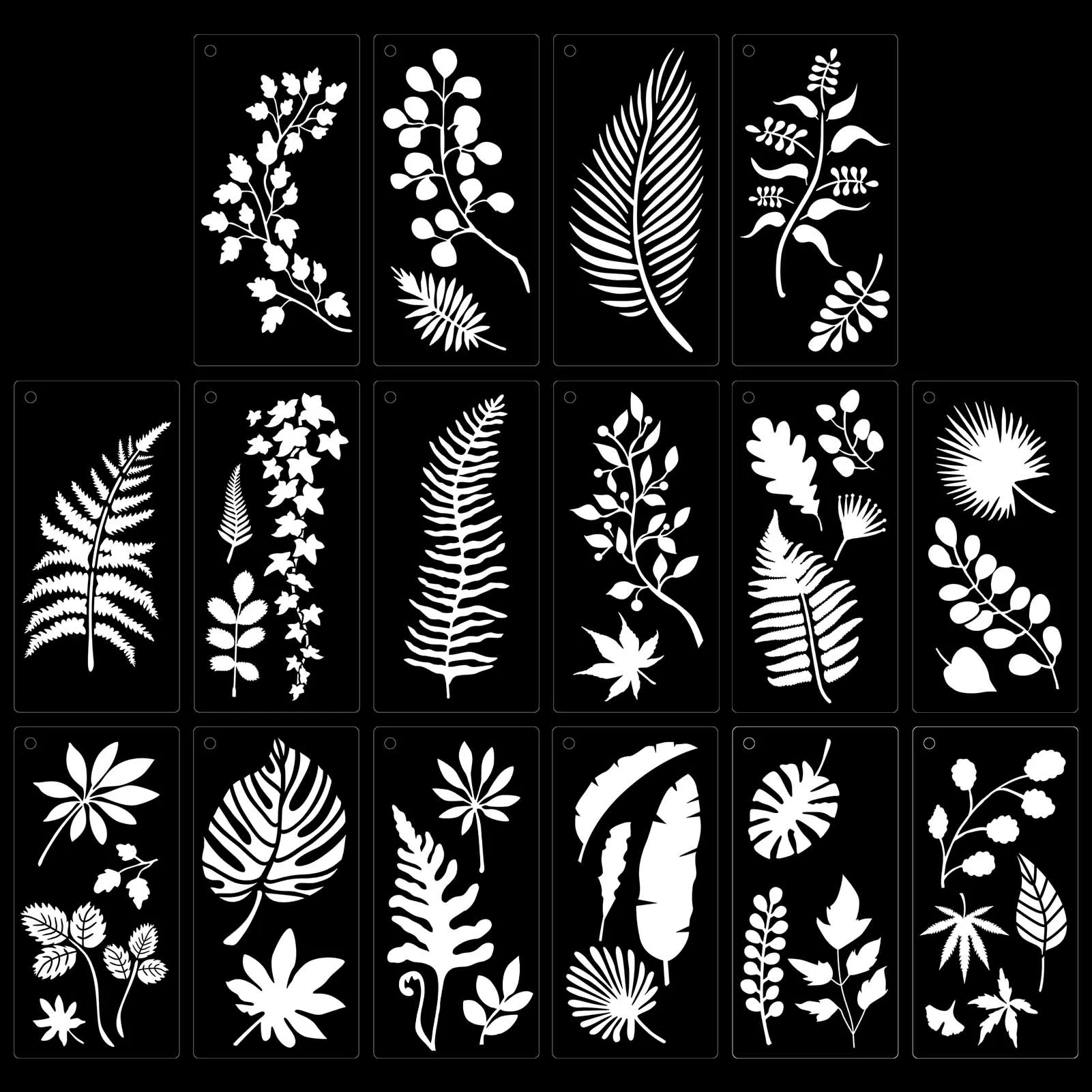 

16pcs School Graffiti Wall Decor Washable Reusable Rectangle Kids Adults Painting Stencil Leaf Pattern Furniture Floor DIY Craft