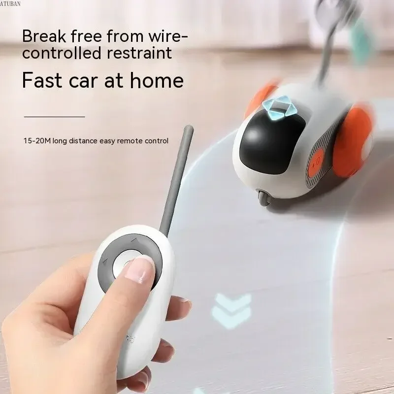 Cat Toy Pet Toy Remote Smart Cat Toy Active Rolling Car with Replaceable Car Rechargeable Wicked Car for Indoor Cats/Kitten Small Dogs