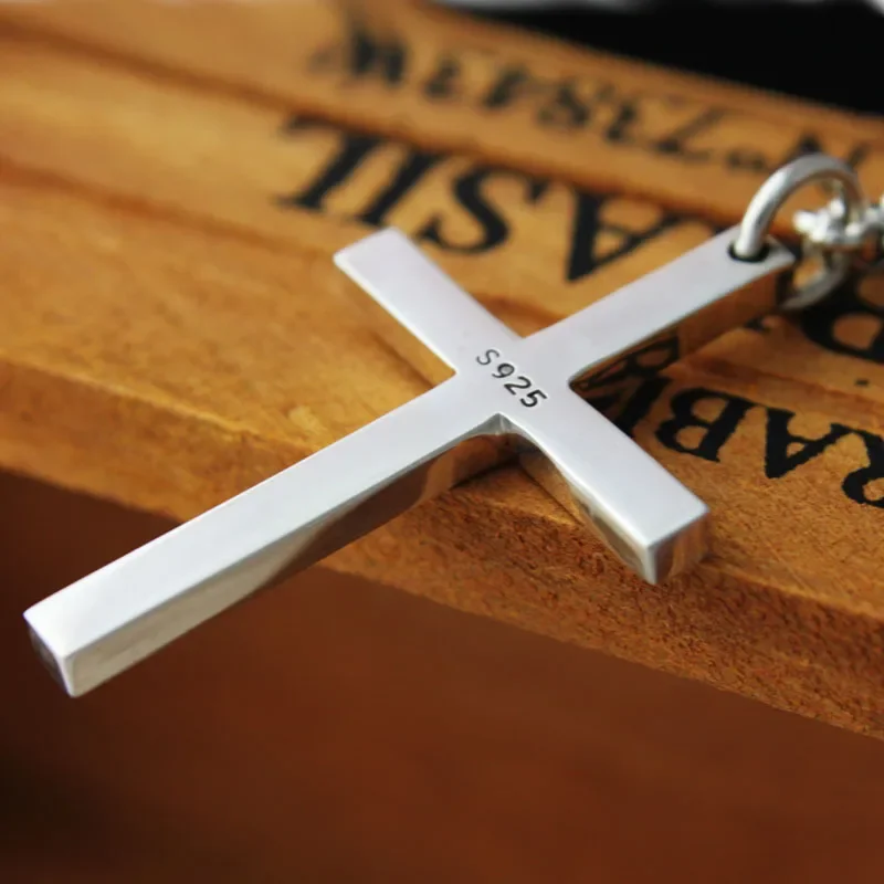 Silver Pendant 925 Sterling Silver 4mm 45.5*28.7mm Cross For Men Women