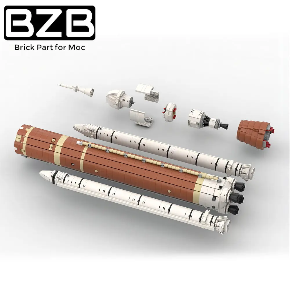 Bzb Moc Space Launch System 1:110 Saturn V Scale Vehicle Building Blocks Set Sls Block 1B Cargo Rocket Bricks Toys Brithday Gift