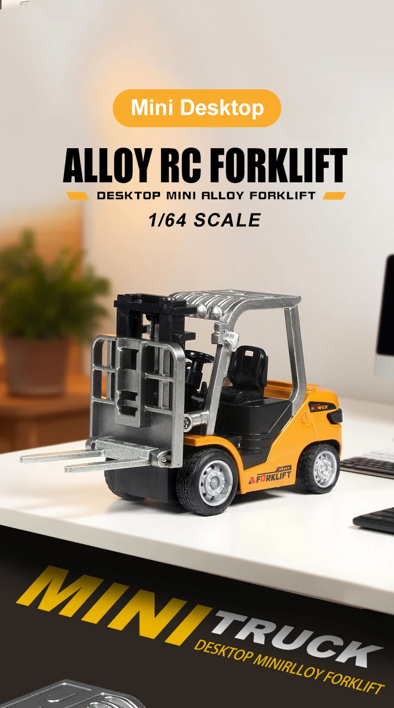 Teeggi 2,4G RC Legierung Gabelstapler Auto Mit Licht Musik APP Steuerung 1:64 mini Fernbedienung Lkw Auto Spielzeug für Kind Halloween Geschenk – Detail 1