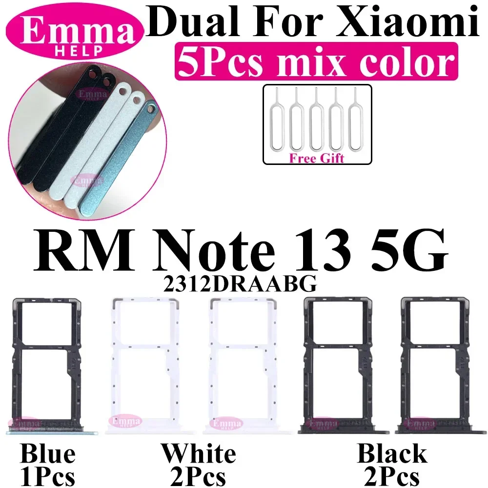 Tiroir Double Carte SIM Et MicroSD Pour Xiaomi Redmi Note 13 5G - Noir, Avec éjecteur