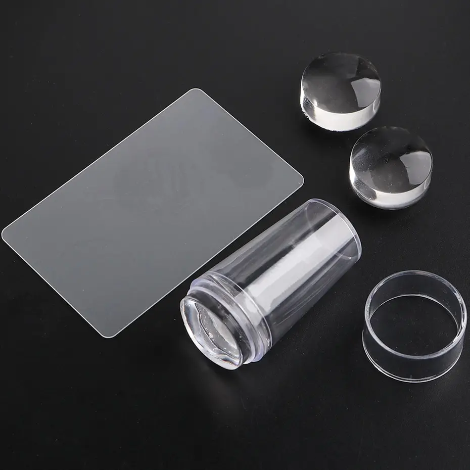 Transparent Nail Stamper With Scraper 2pcs Jelly Silicone Head Stamp for French Nails Printing Nail Art Stamping Plate Manicure 3
