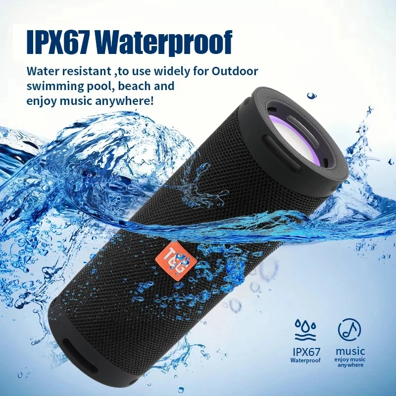 Alto-falante Portátil sem Fio Bluetooth Luz de Cor Coluna Estéreo Subwoofer Impermeável Suporte Usb tf fm Exterior Tg289