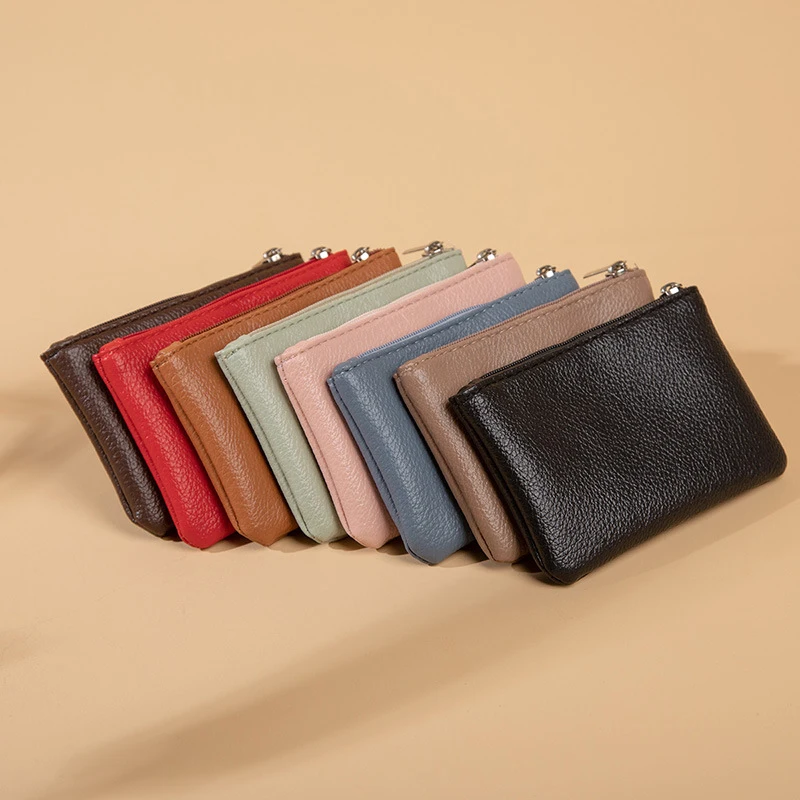 

New PU Leather Coin Purse Fashion Retro Small Money Bags Solid Color Mini Zipper Card Wallet Multifunctional Coin Purses Wallets