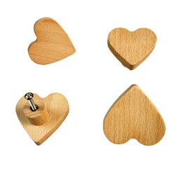 Popular Wood Heart Shape Cabinet Handles Wardrobe Knob Door Pulls Children Room Safety  Decoration Furniture Hardware