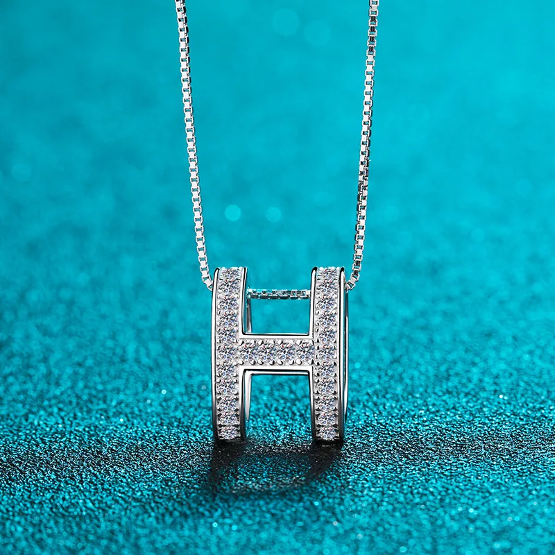

VINIE Real Moissanite Necklaces for Women Lab Diamond Brilliant Gem Non Zircon 100% 925 Sterling Silver Fine Jewelry