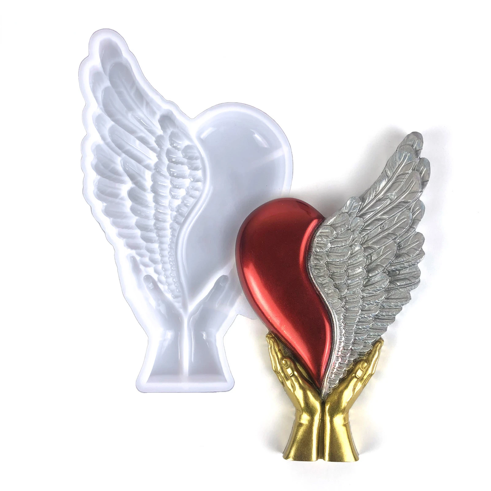 

Love Wings Silicone Mold Resin Ornaments Wall Stickers Hanging Semi-dimensional Hand Holding Wings Love Molds