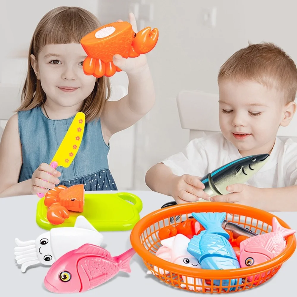 Children's Kitchen Toys Set Cut Small Fish Cut Shrimp Toy Funny Kitchen Pretend Play Simulation Educational Toys