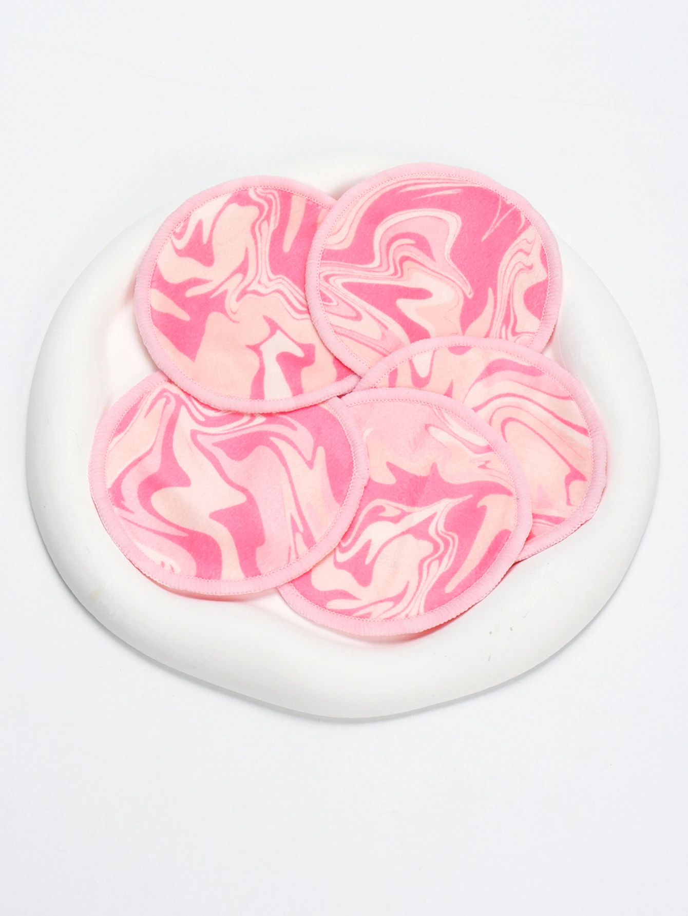 Printed Bamboo Fiber Makeup Remover Pads 6/12/24 Pieces Made of a Blend of Fiber Extracted from Natural Bamboo and Polyester, I 6