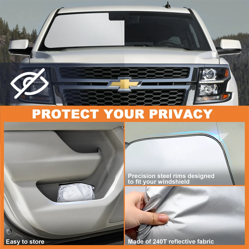 Car Windshield Sun Shade Reflective UV Shield Cover Visor Protect Car Accessories for Chevy Tahoe 2015