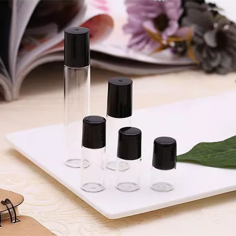 Perfume Bottle 20/50pcs 1ml 2ml 3ml 5ml 10ml Transparent Glass Roller Bottles Clear Essential Oil Vials with Stainless Steel Roll On