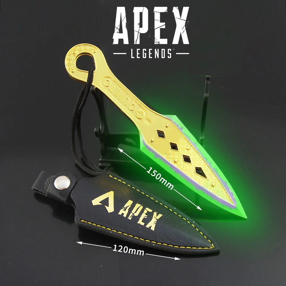 Apex Legends Heirloom Weapon Wraith Luminous Kunai Multiple Sizes Keychain Metal Model Anime Game Katana Knife Swords Kids Toys apex legends heirloom weapon wraith luminous kunai 15cm mini keychain portable model samurai katana knife game peripherals toys