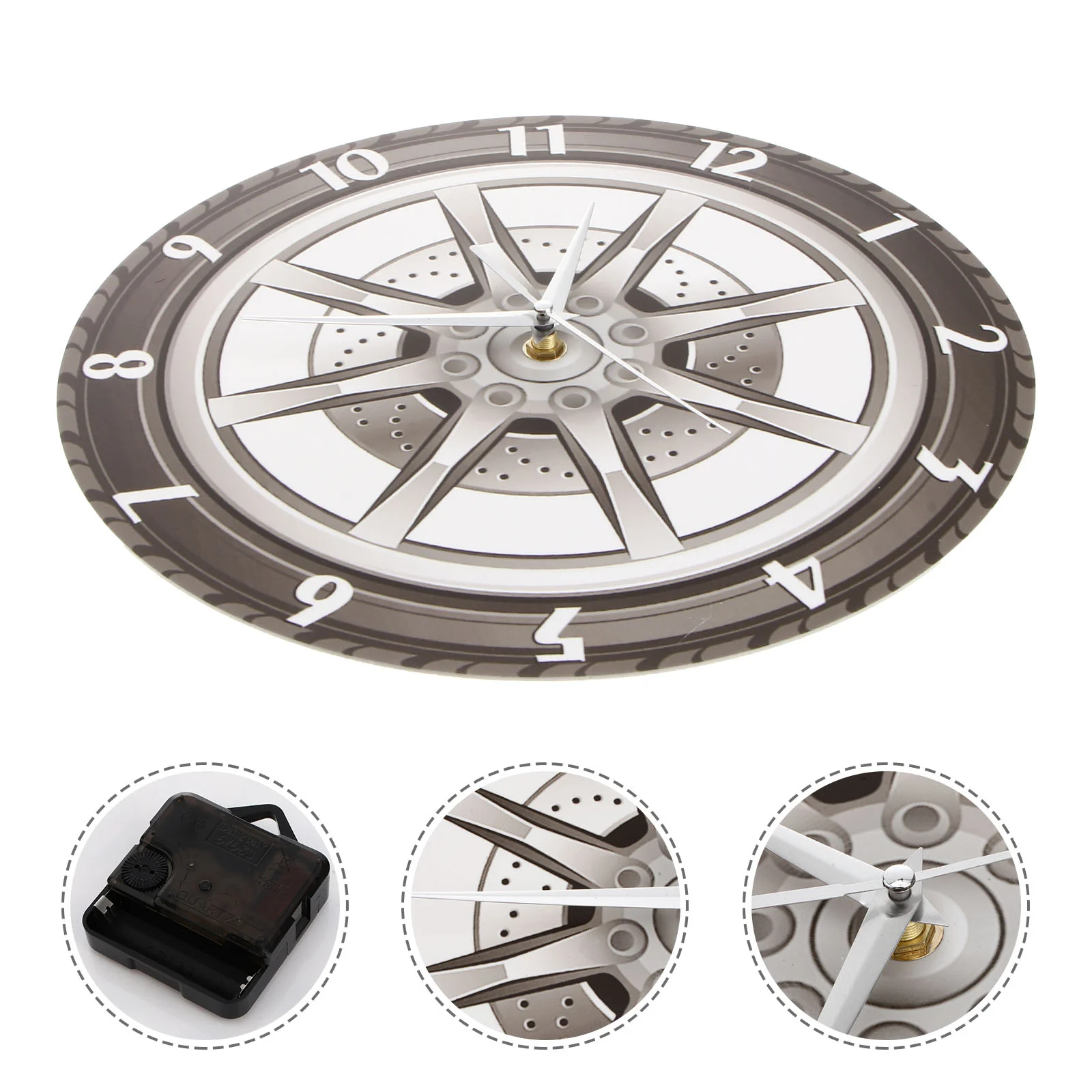 

3D Garage Wall Clock Wheel Shaped Tire Rim Clock Silent Operated Acrylic Gear Clock Mute Wall Clock Automotive Mechanic