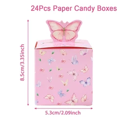 Elegant Purple & Pink Butterfly Candy Gift Boxes - Set of 24 - As picture (MINT GREEN)