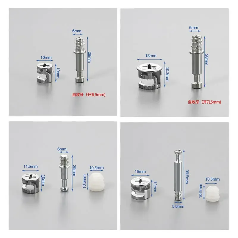 20 세트 3-in-1 가구 커넥터 하드웨어 키트 캠 나사 편심 휠 너트 캠 잠금 너트 목공 프로젝트 용 시스템 고정