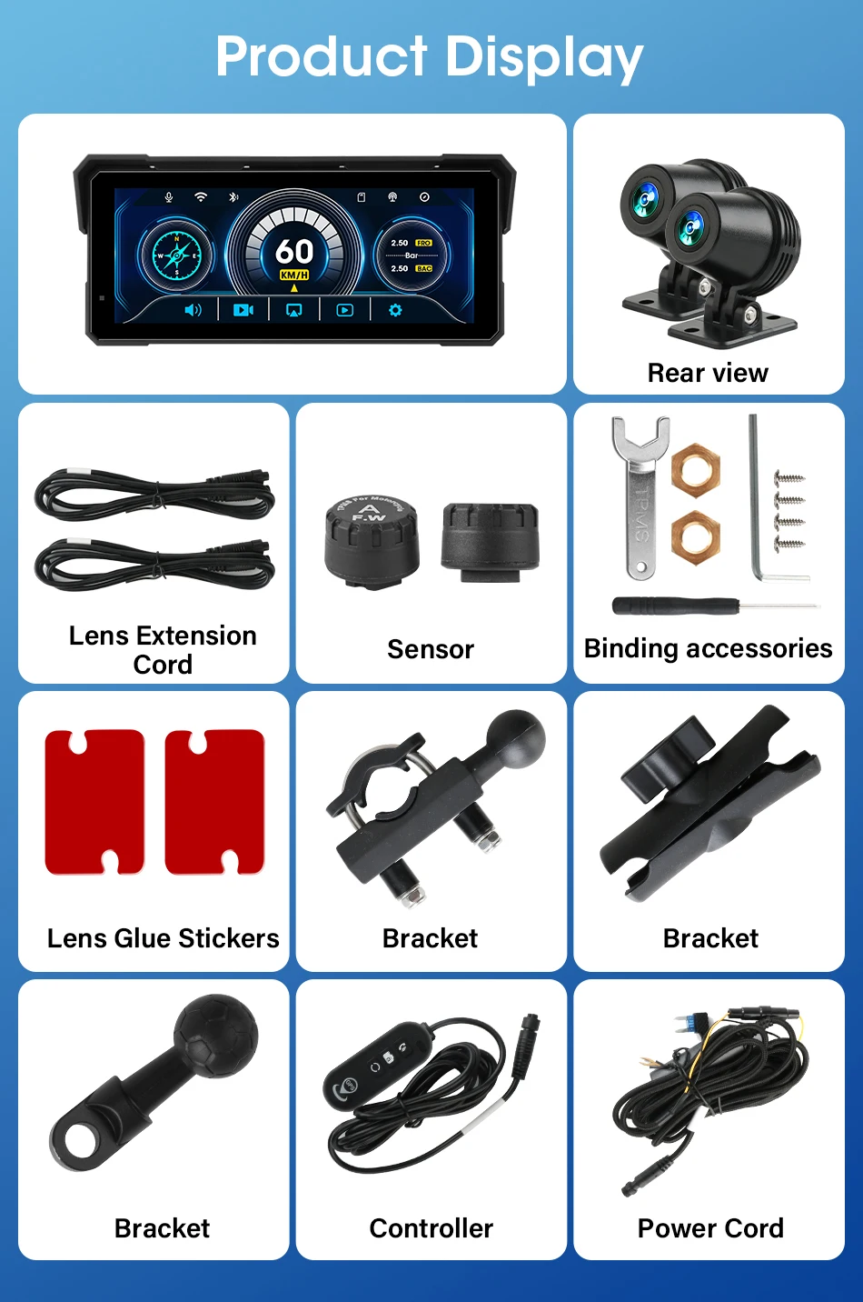 Srnubi 5/8,1 Zoll tragbare Motorrad-GPS-Navigation, kabelloses Carplay/Android Auto 4K-Kamera, Moto DVR, wasserdichter Bluetooth-Monitor – Detail 21