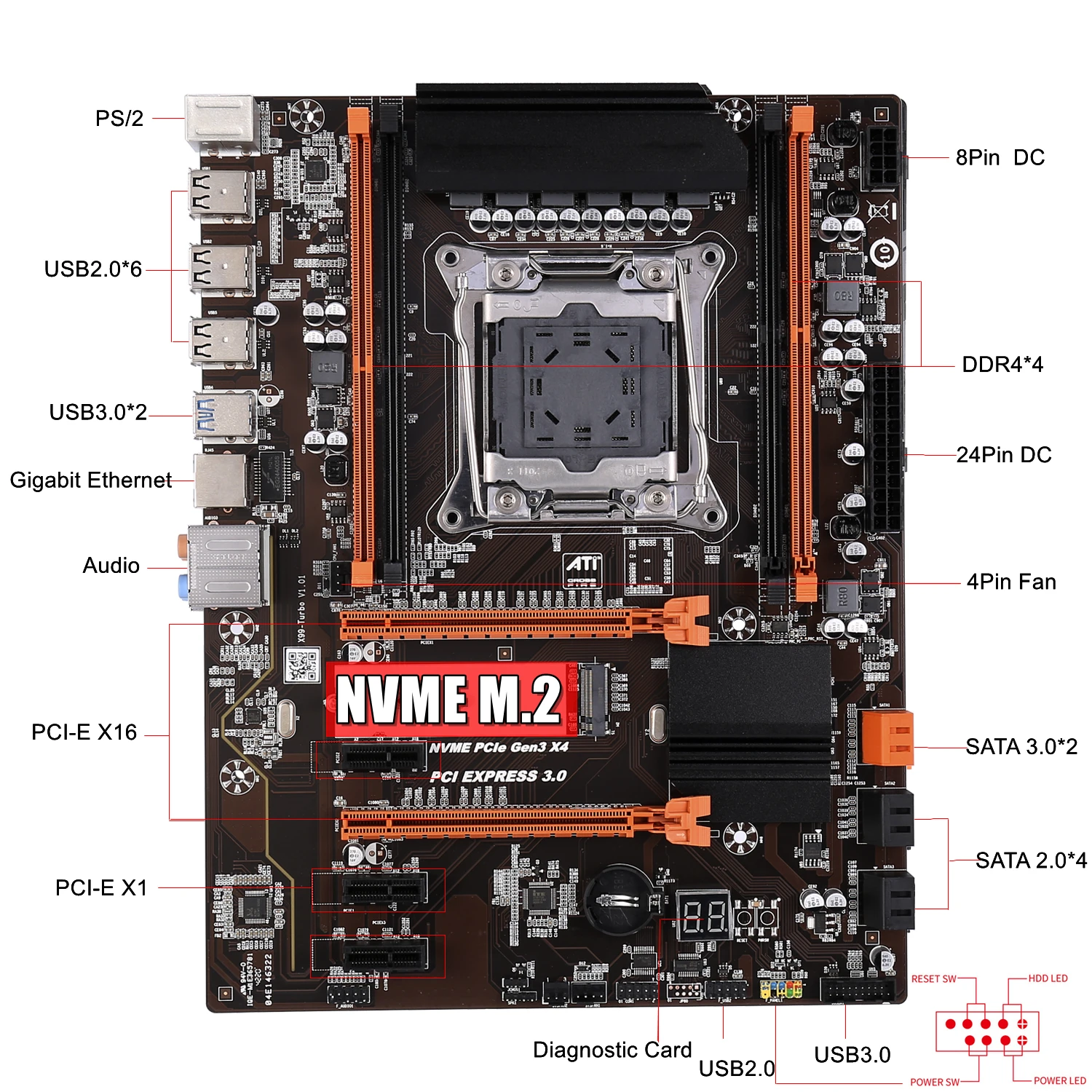 Kllisre placa base X99 D4, combo con Xeon E5 2678 V3 LGA2011 3 CPU 2 ...