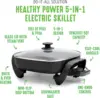 12" 5QT Square Electric Skillet, Glass Vented Lid, Ceramic PFAS-Free Nonstick Coated Interior, Adjustable Temperature Control 3