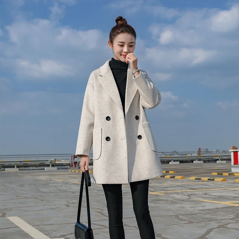 Fashion Warm Jacket Windbreaker Women's Long-sleeved Double-breasted Fashion Jacket Winter Casual Loose Elegant Women's Clothing