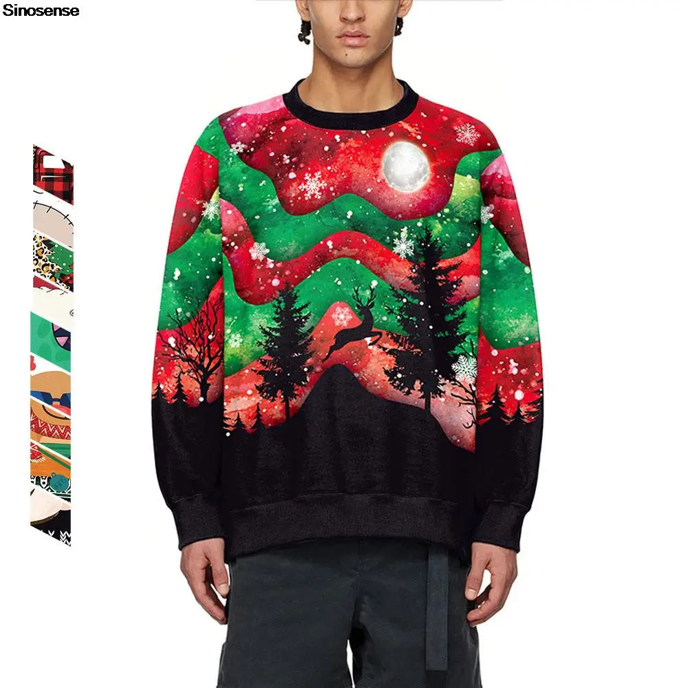

Men Women Reindeer Tree Snowflakees Ugly Christmas Sweater 3D Printed Autumn Winter Holiday Party Sweatshirt Xmas Jumper Tops