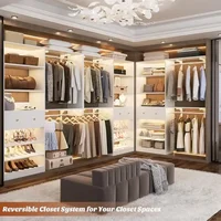 5FT Wood Closet Organizer System with Storage Drawer and Adjustable Shelves Modern Walk In Closet Rack 2