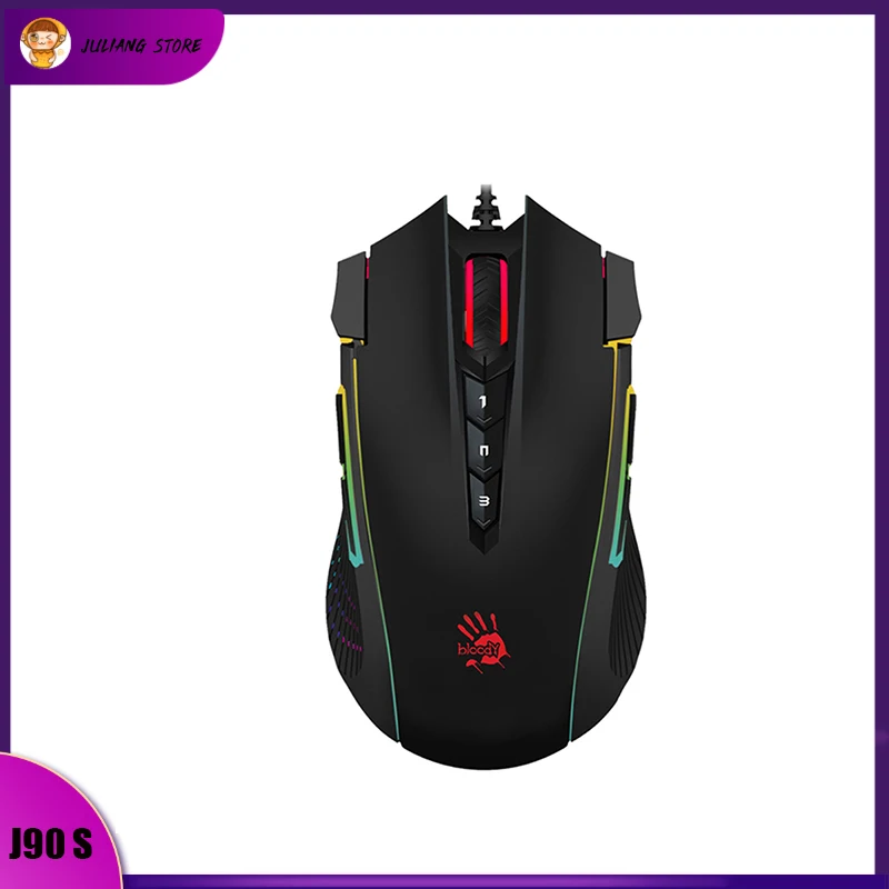 

Bloody J90s Gaming Mouse Low Delay Ergonomics RGB Light Wired Mouse FPS Pc Gamer Mouse Laptop Accessories Computer Office Gifts