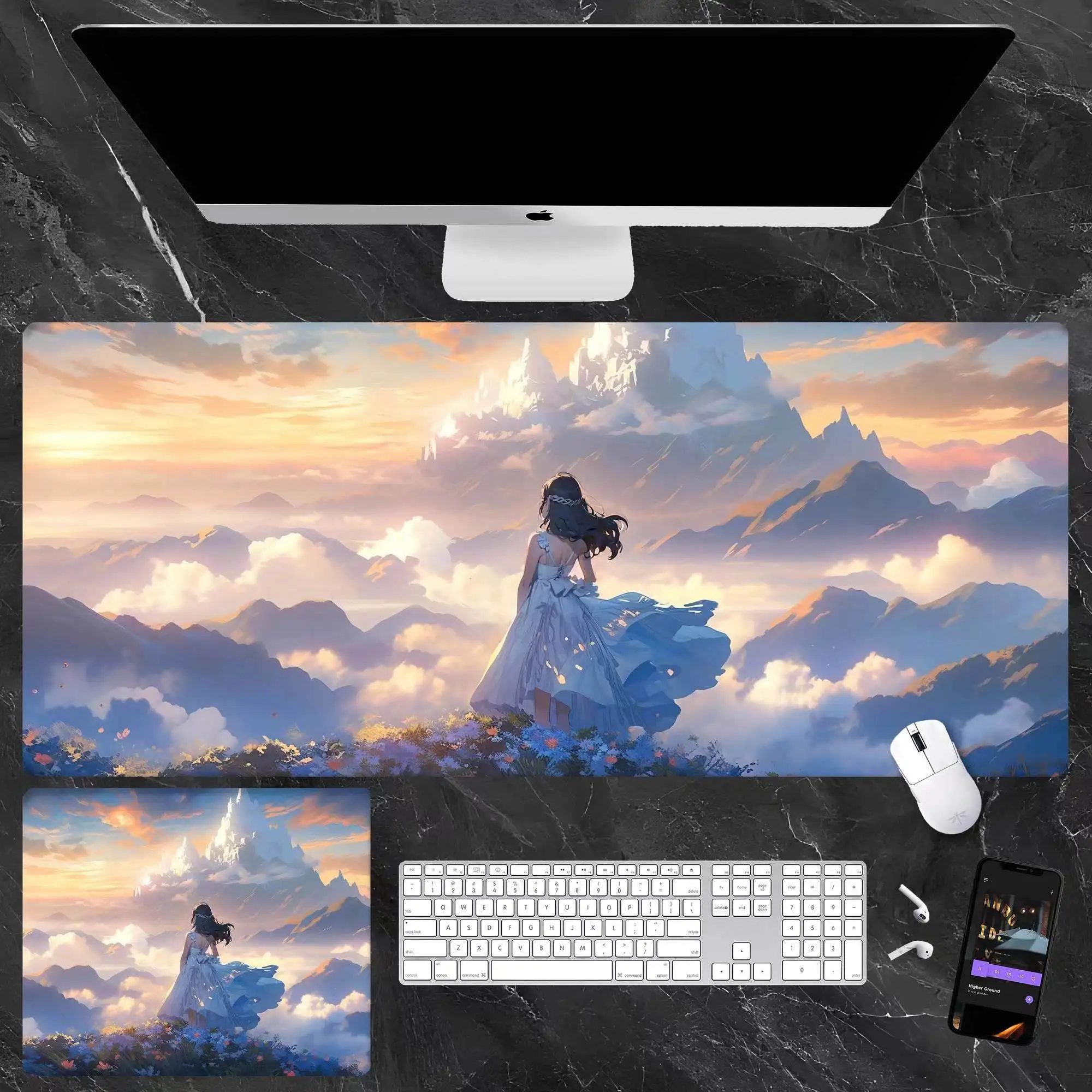

Big Art Mouse Pad Kawaii Gaming Pad on The Table Setup Gamer Accessories Anime Mouse Mats Table Mat Mouse Carpet Keyboard Pad