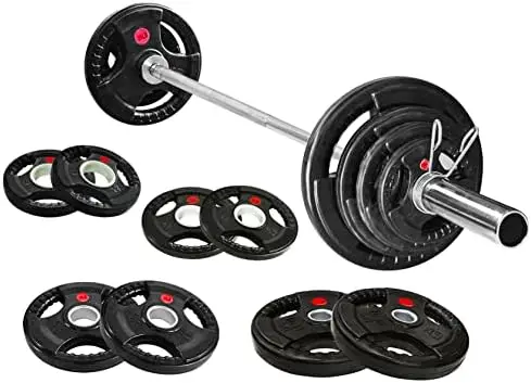 

Cast Iron 2-Inch Weight Plates Including 7FT Barbell, 130-Pound, 300-Pound or 325-Pound Set, Multiple Packages