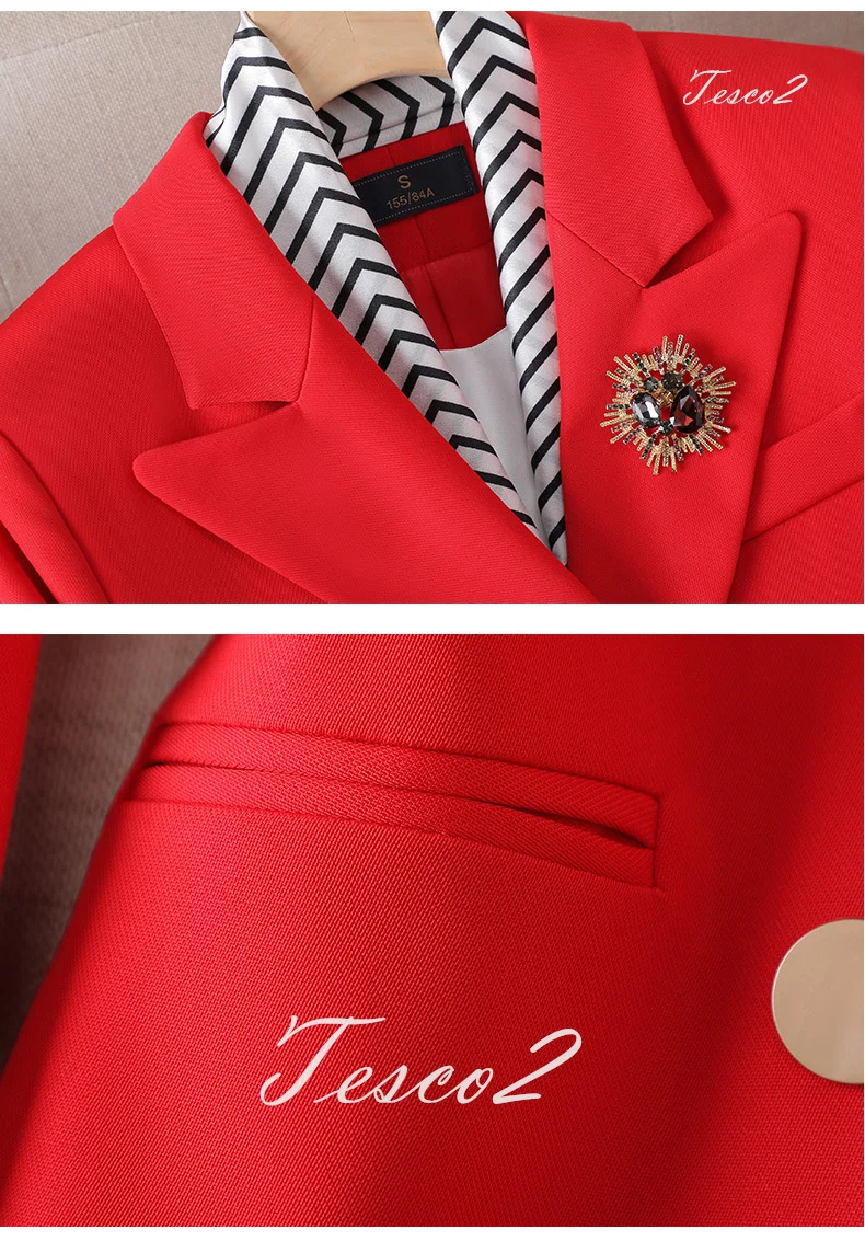 Tesco Office Lady Pantsuit Long Sleeve Blazer Suit +Pencil Pants Solid Women's Outfits 2 Piece For Business conjunto femininos