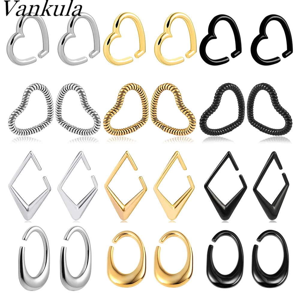 

Vankula 10pc 316 Stainless Steel Hypoallergenic Spring Hoop Twist Heart Ear Weights Hangers Piercing Body Jewelry Women Gift