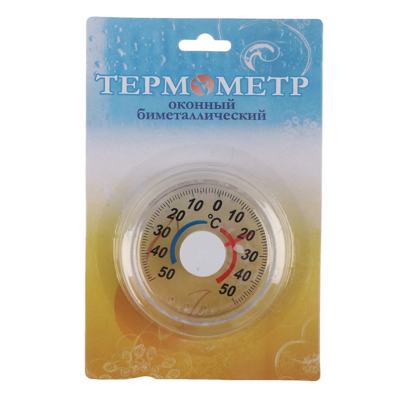 Porta plástica redonda e termômetro de janela,-50 °C a 50 °C, Exterior, Termômetro, Tipo ponteiro, Relógio de frio e calor, 1Pc