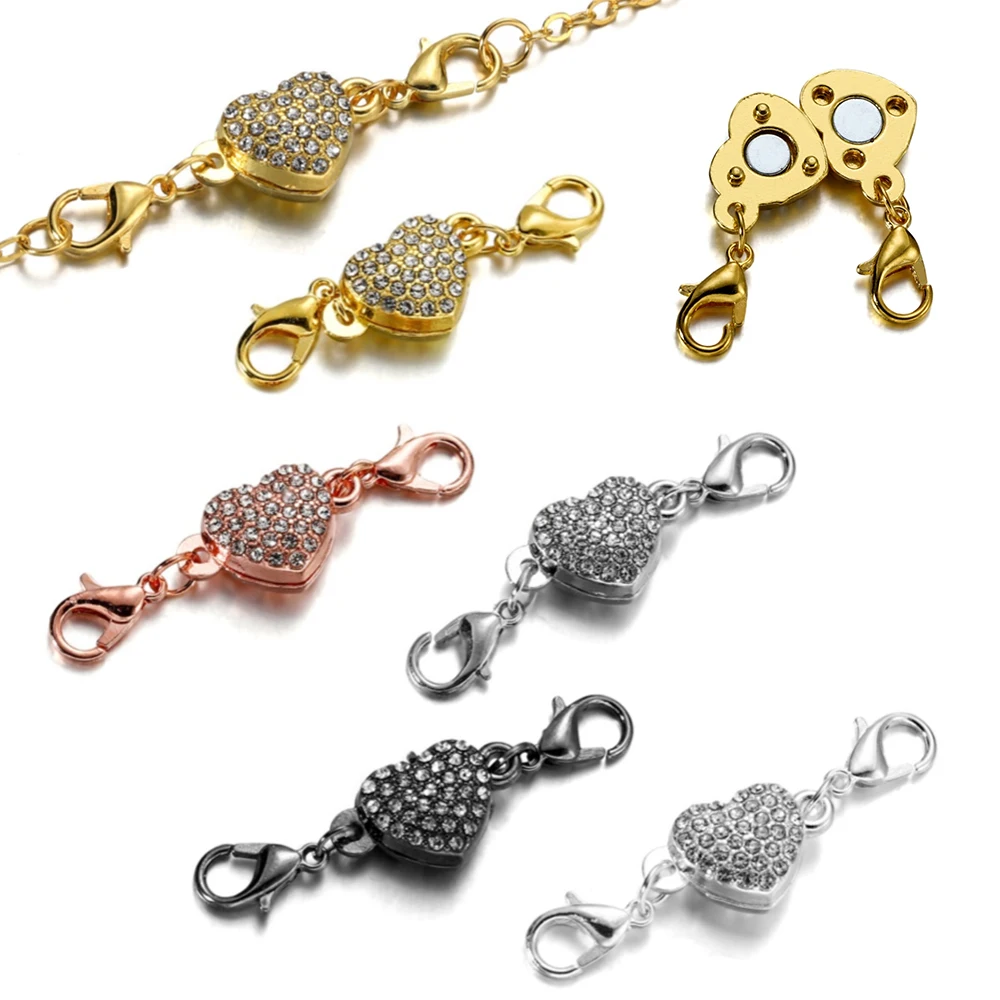 3Sets Heart Clasps with Rhinestone Leather Cord Bracelet