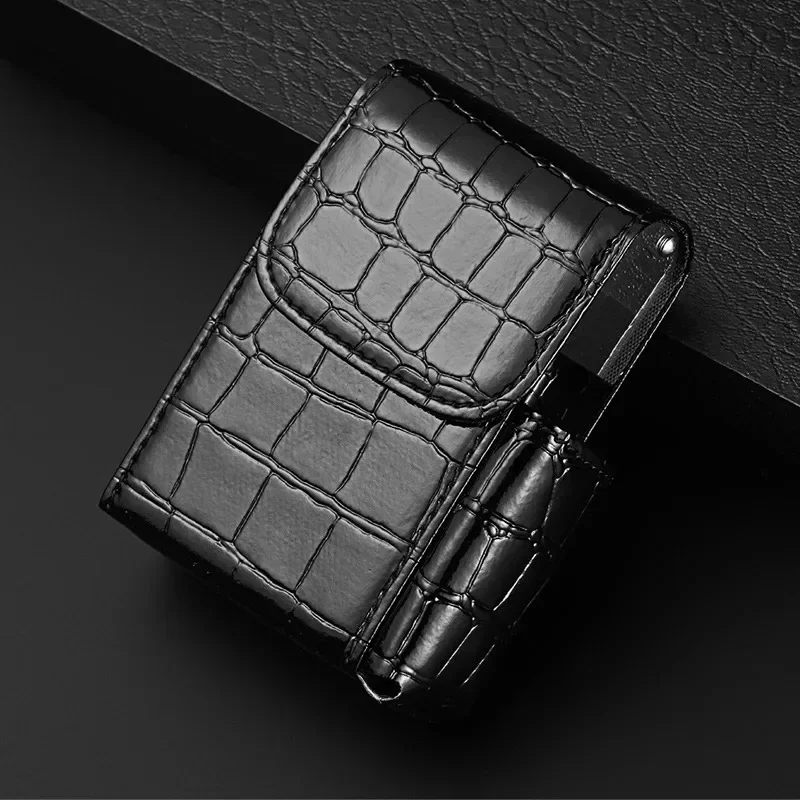 Pocket PU Leather Cigarette Case Lighter Bag Box Storage Organizer Smoking Tools Accessories Waterproof Cigar Man Bag Charm Gift