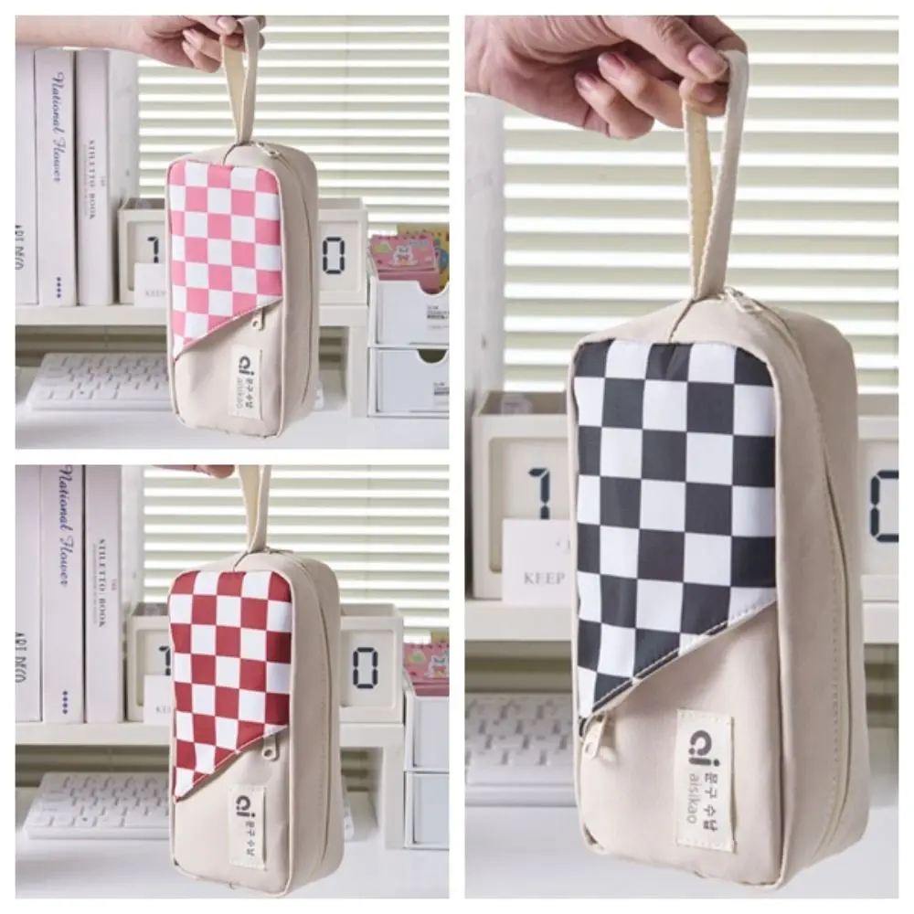 

Multilayer Checkerboard Pattern Pen bag Multifunctional High Capacity Lattice Pencil Bag Ins Creative Checkerboard Pencil Cases