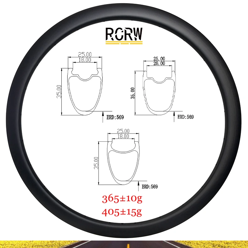 

700C 35X25mm Road 35mm Deep Carbon Rim 25mm Wide Clincher Tubeless Disc or V Brake Hook Hookless 16 18 20 21 24 28Hole Wheel