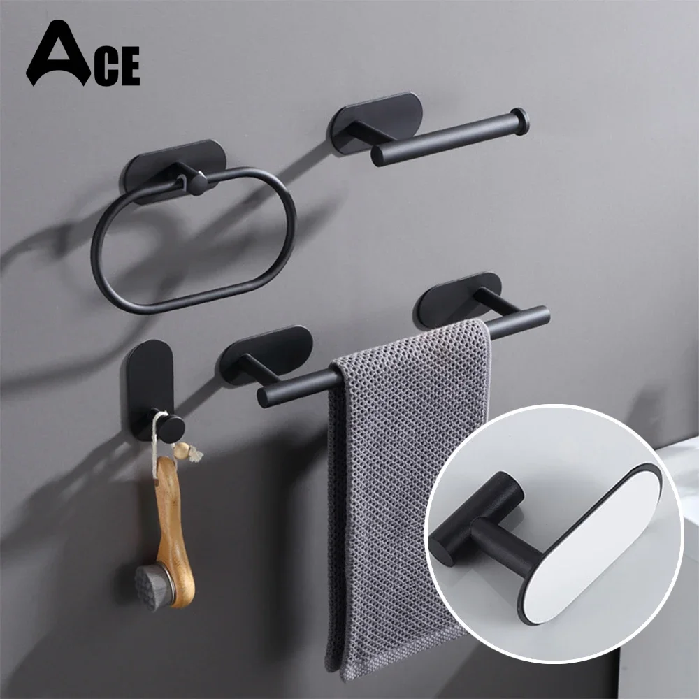 Bath Towel Bar 304 Stainless Steel Towel Rack Ring Toilet Paper Holder Brushed Gold Bathroom Hardware Accessories Set bathroom accessories set