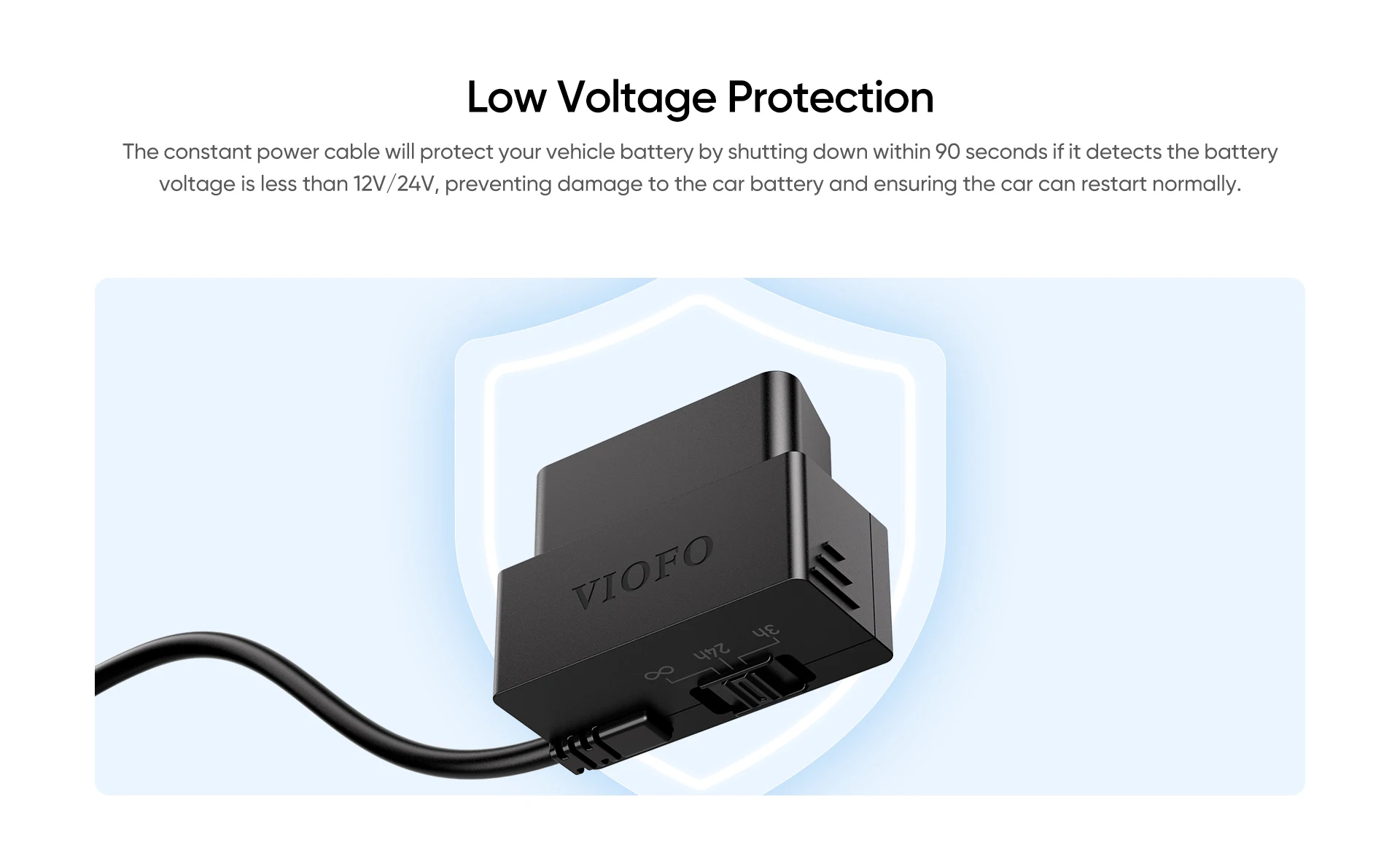VIOFO OP100 OBD-II Konstantstromkabel für Dashcam, 24-Stunden-Überwachung/ACC-Modus mit Unterspannungsschutz – Detail 8