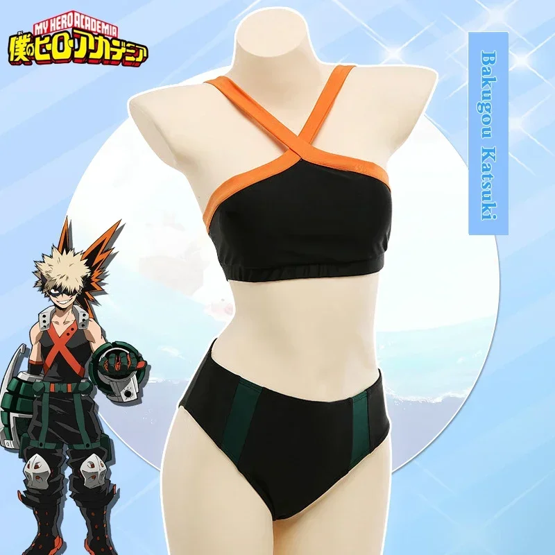 

My Hero Academia Bakugou Katsuki Cosplay Costume Swimsuit Sukumizu Women Swimwear Spandax Bathing Suit Top + Underwear Outfits