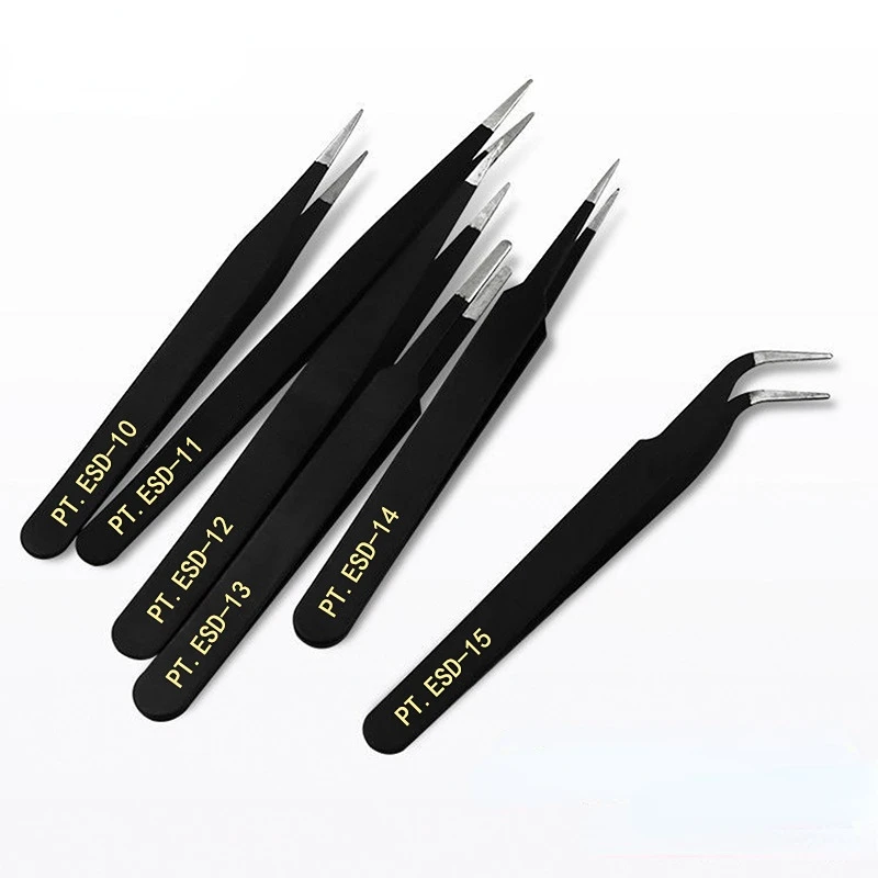 8mm Stainless Steel Tweezers Anti Static Fine Pointed Elbow Precision