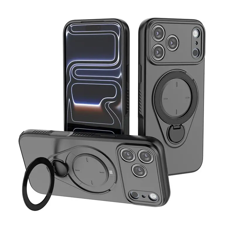 Magnetic TPU Phone Case with 360° Rotating Kickstand and Ring Holder