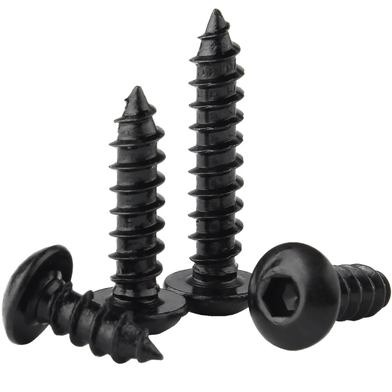 

M2 M2.5 M3 M4 M5 M6 Hex Socket Self Tapping Screws Black Zinc Steel Hexagonal Round Button Head Allen Self Tapping Wood Screw