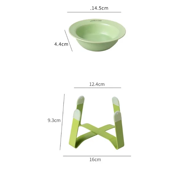 Household Products Ceramic Pet Bowl Iron Frame Neck Protection Ufo Canned Water Bowl High Shallow Mouth Universal Pet Feeding 5