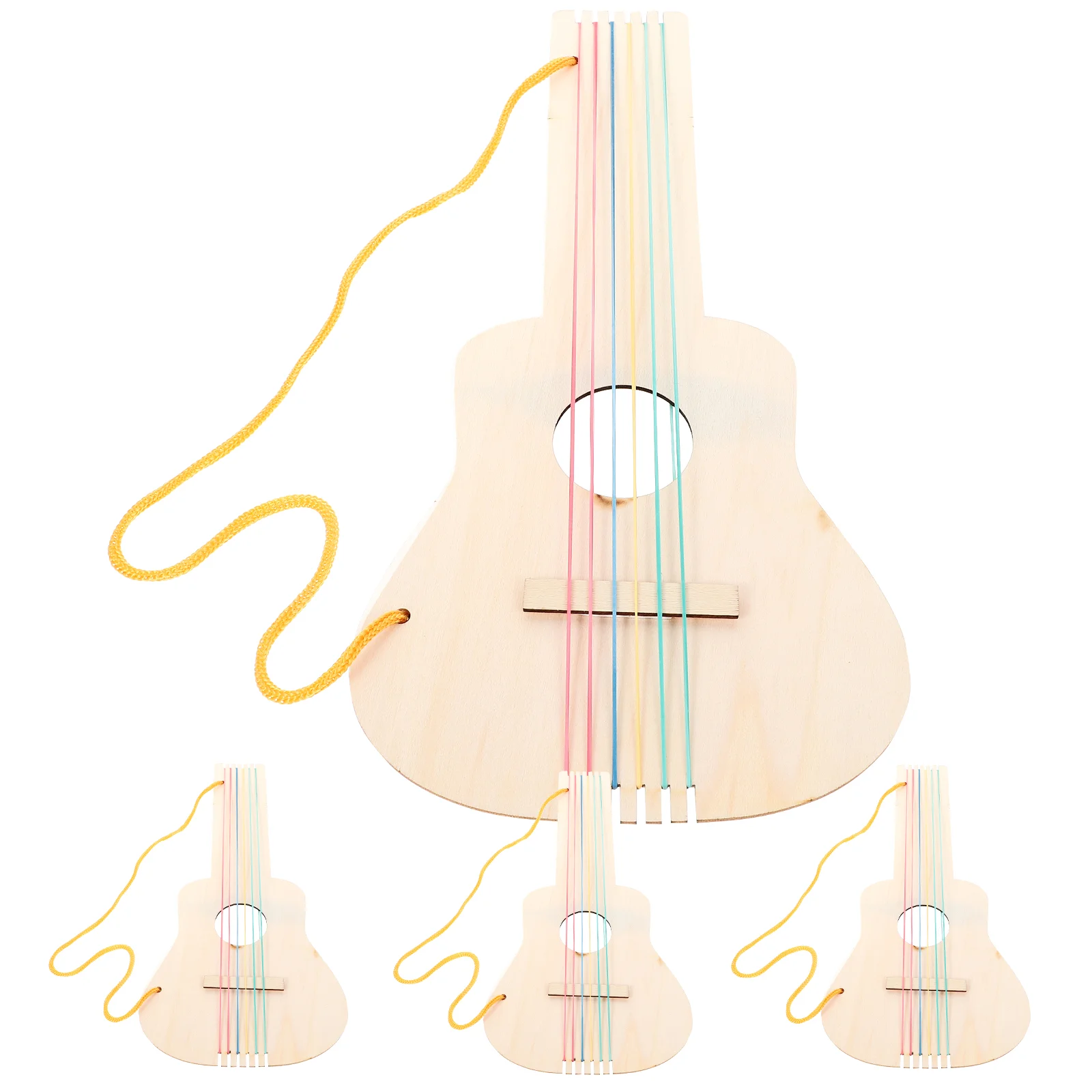 

4 Sets Toys DIY Unpainted Guitar Unfinished Blank Making Music Instrument Wooden Child Etc Guitars
