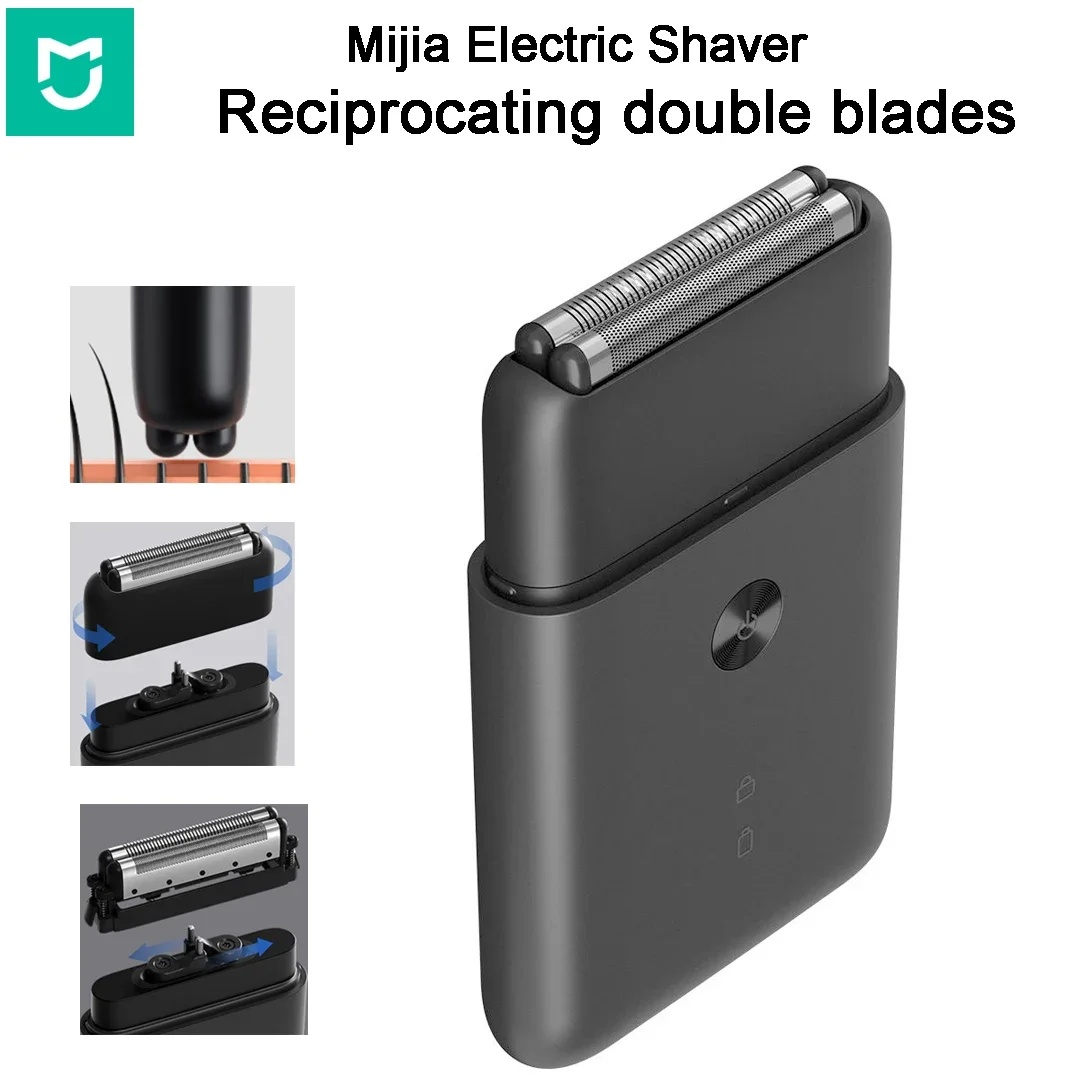 Electric Razor Electric Shaver Cordless Shaver Mijia Reciprocating Double Blades IPX7 Magnetic Blade Holder Type-c Rechargeable Portable