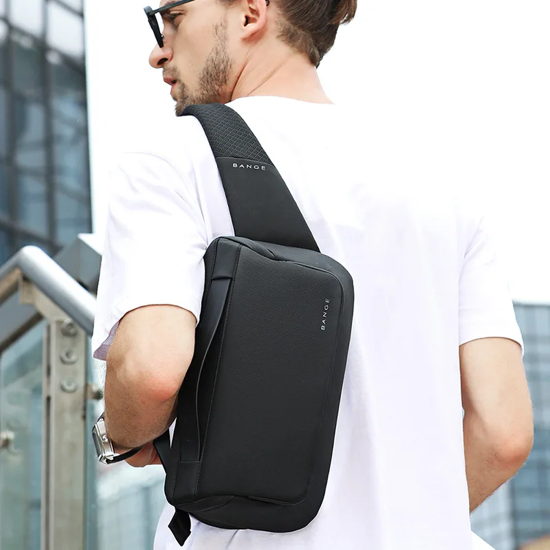 BANGE Big Capacity Man Chest Bag Clutch Multifunctional Travel Messenger holder casual Bag Anti-Theft Anti-stain Waterproof Pack