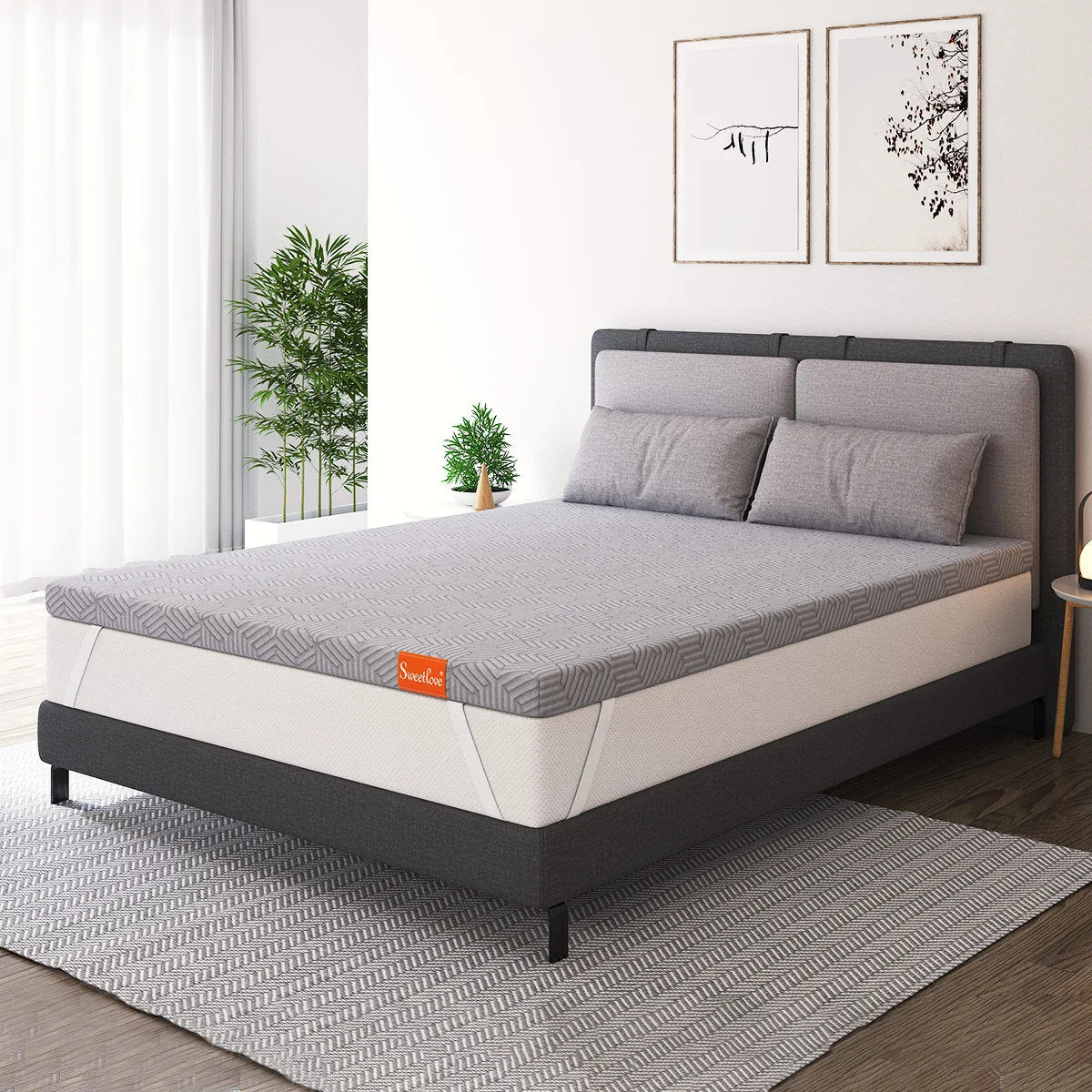 5cm Memory Foam Mattress Topper Bed Bamboo Cover Underlay